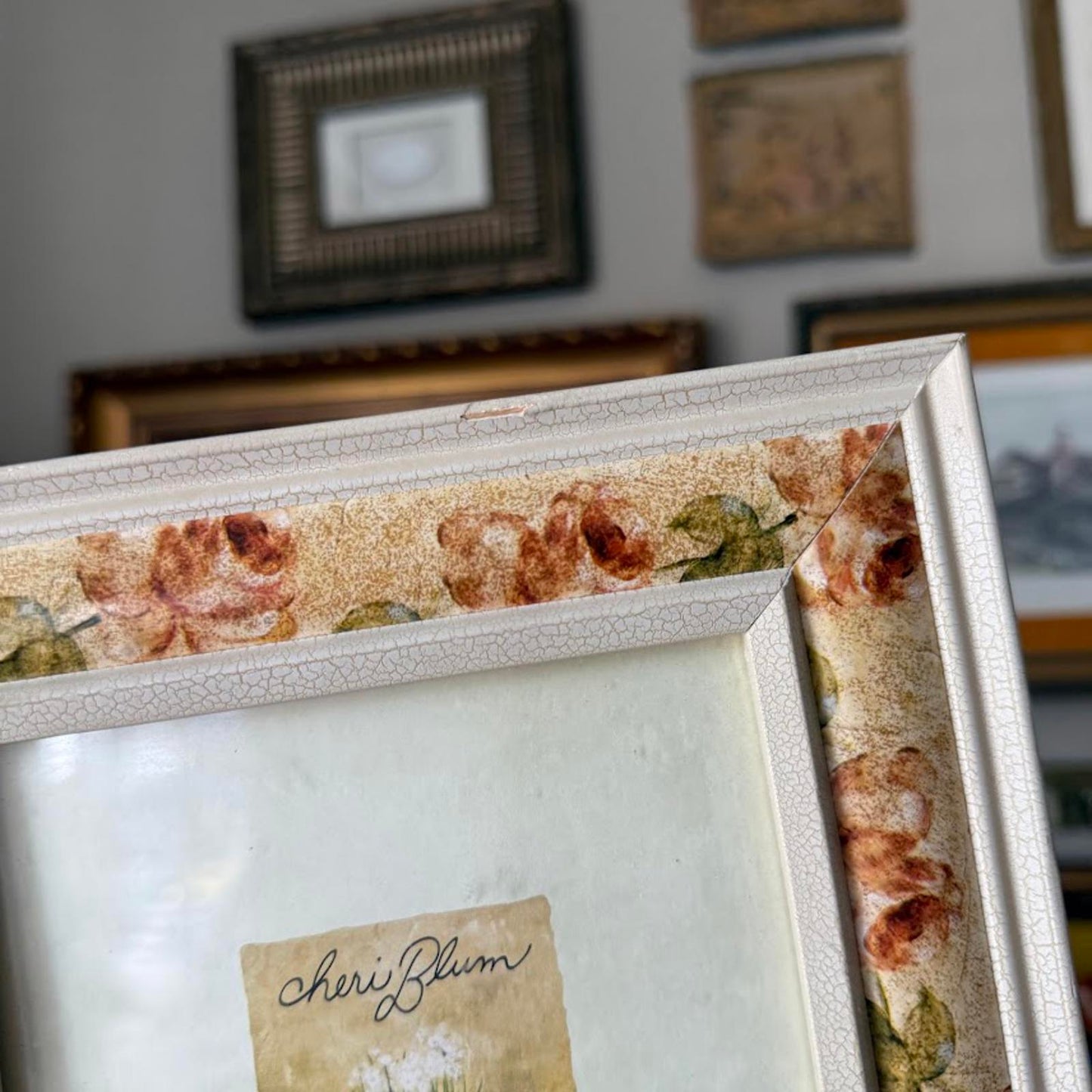 Vintage Cream and Floral Frame