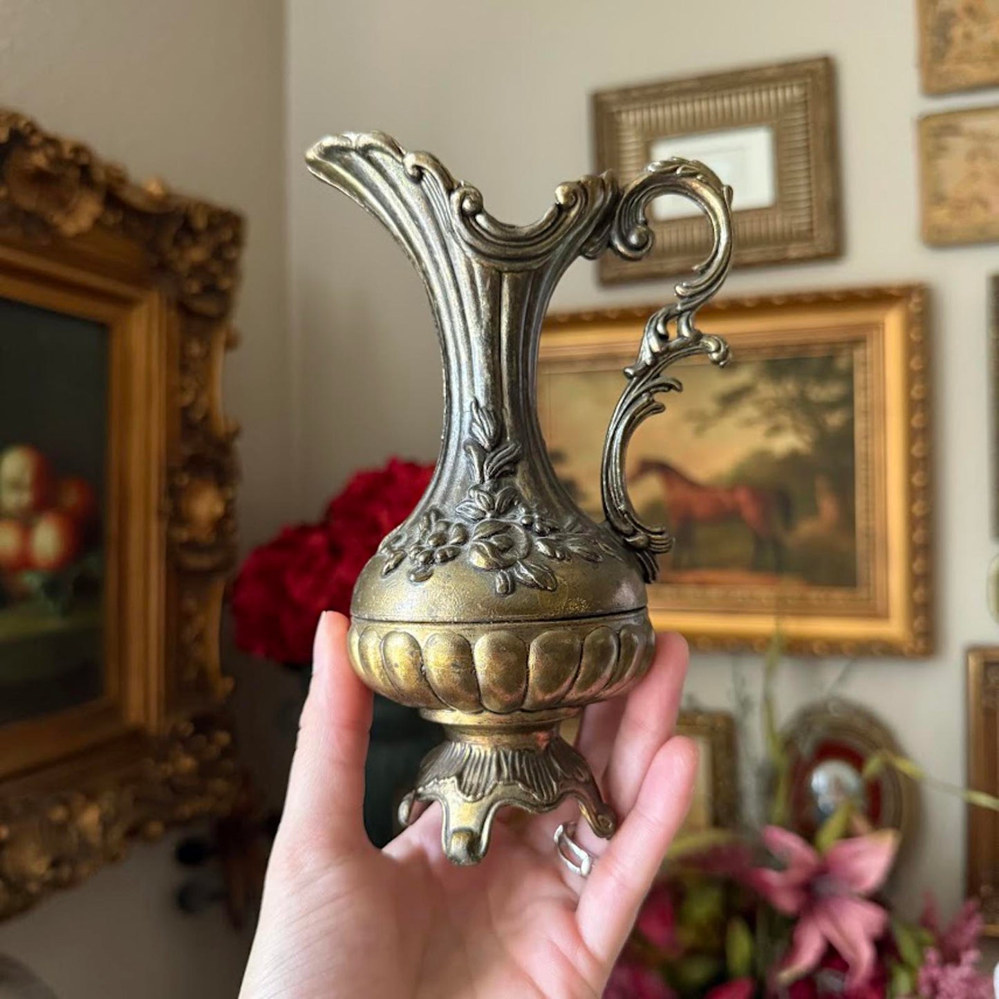 Vintage Italian Brass Ewer Vase