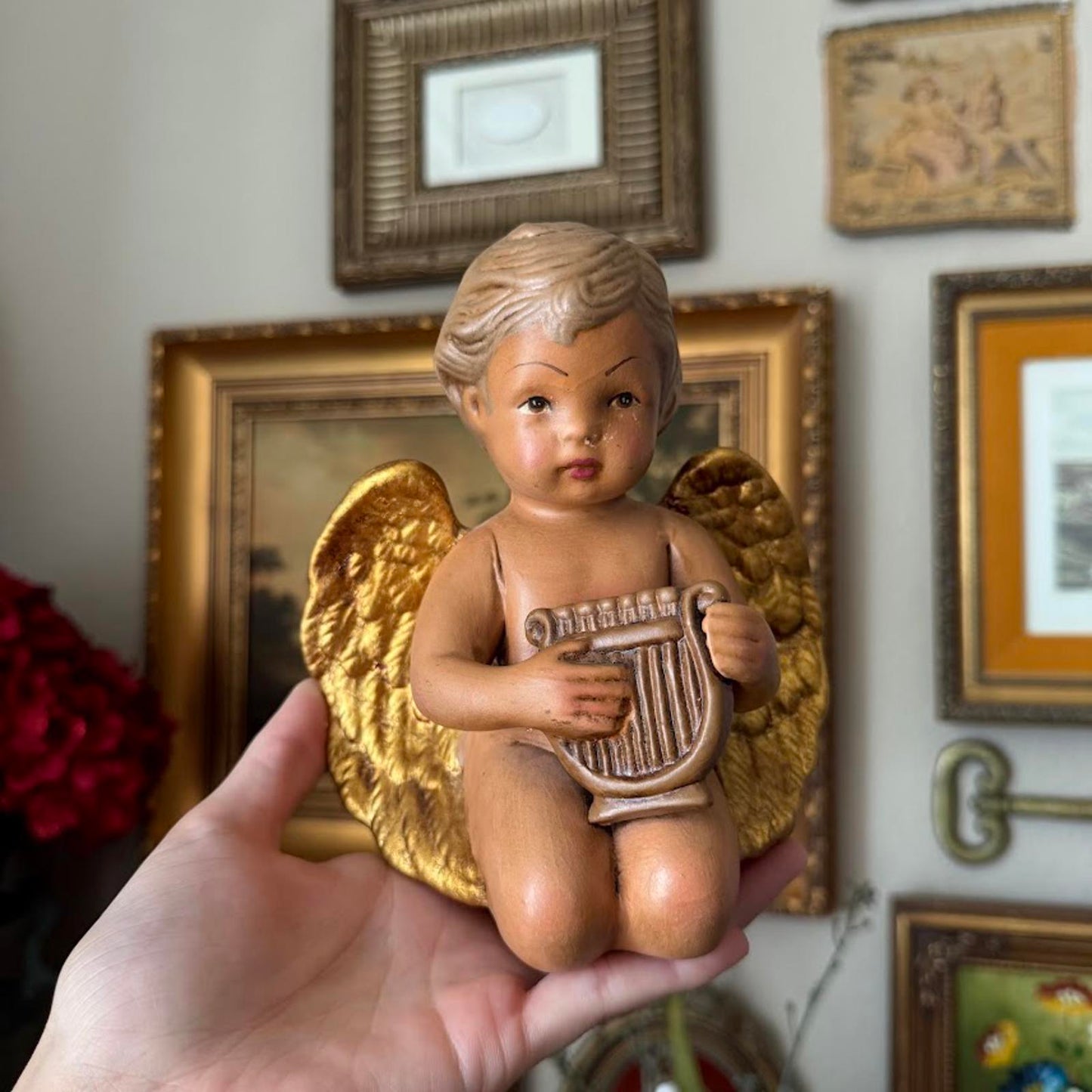 Vintage Hand-Painted Ceramic Cherub