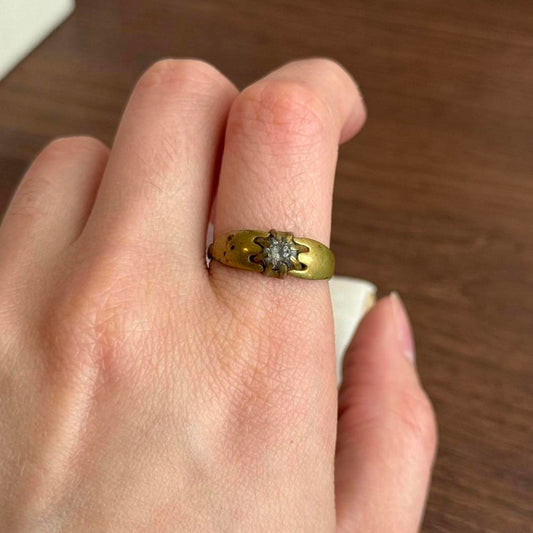 Unique 1930s vintage victorian Czech brass ring