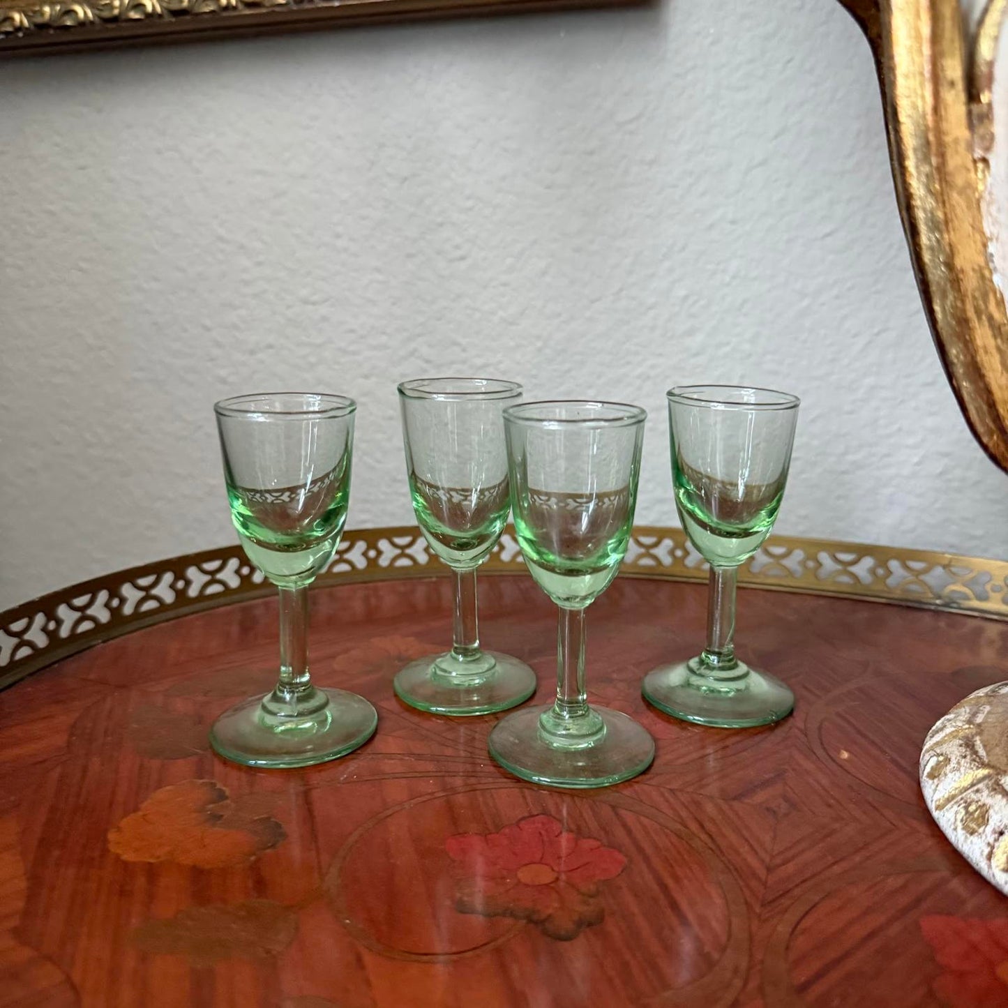 Vintage Mini Set of 4 Uranium Glass Cups