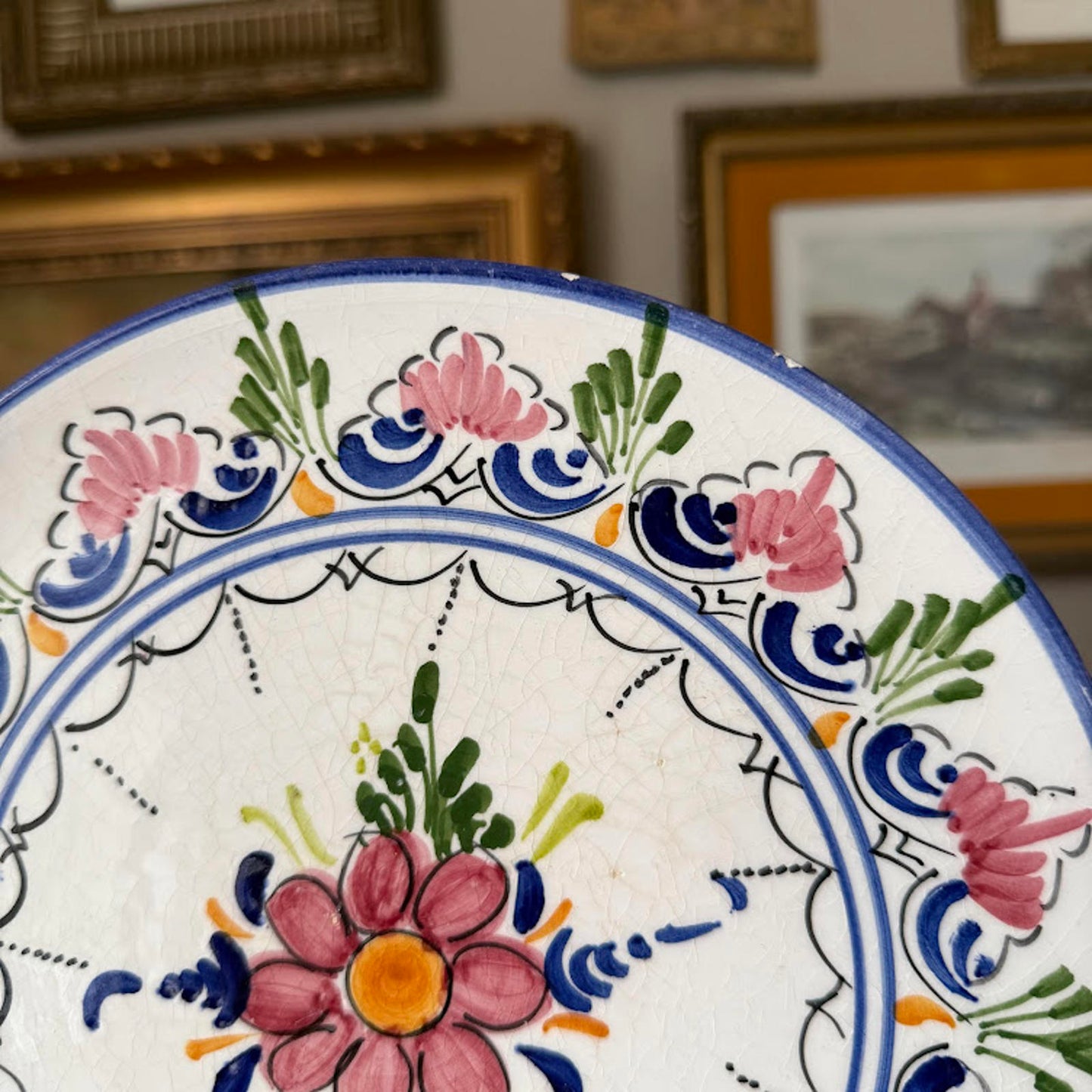 Vintage Blue and Floral Plate