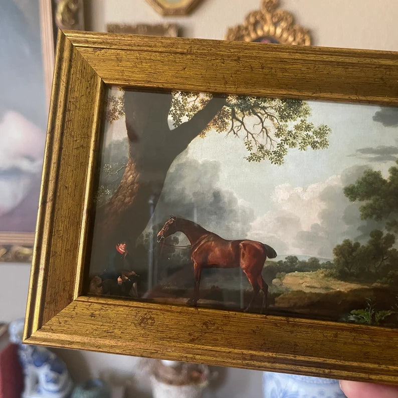 Vintage Style painting landscape and horse art print gallery wall