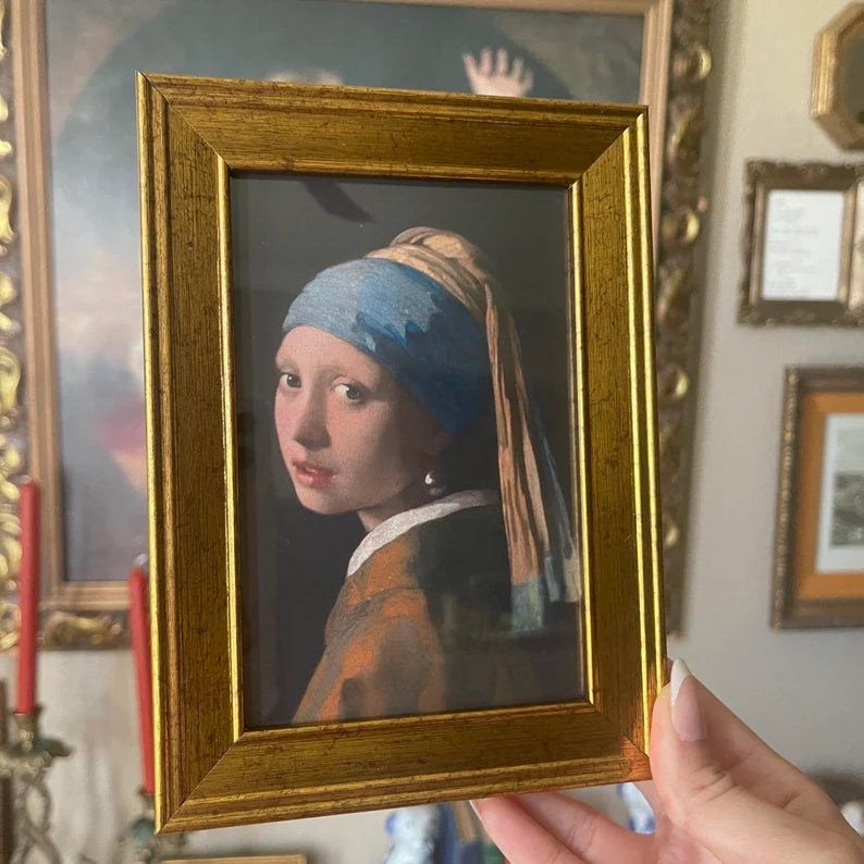 Vintage Style Girl With The Pearl Earring painting Art Print gallery wall