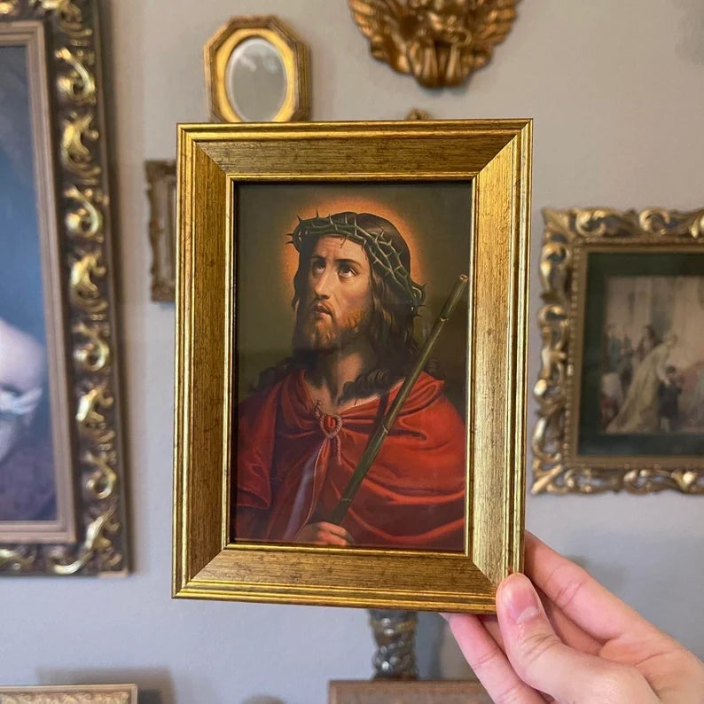 Vintage style Jesus Crown and thorns Portrait art Print gallery wal