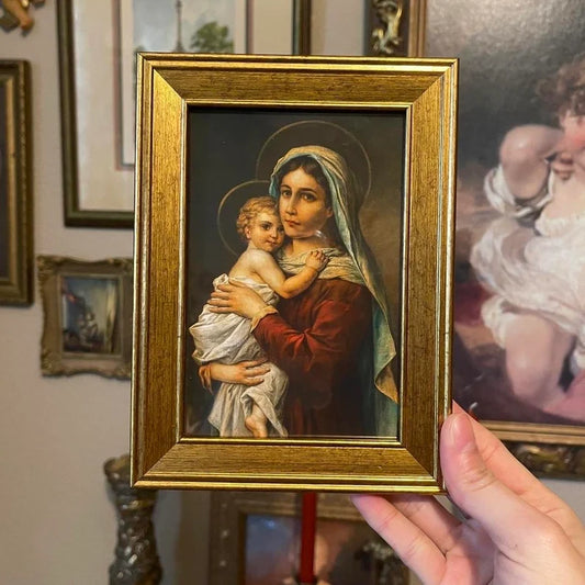 Vintage style Mother Mary with baby portrait art Print gallery wall