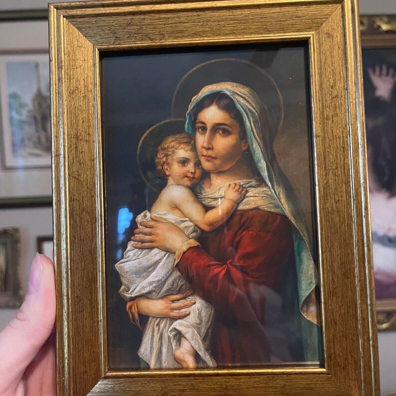 Vintage style Mother Mary with baby portrait art Print gallery wall