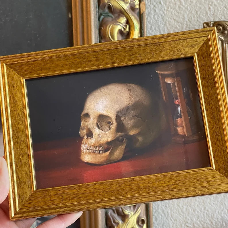 Vintage Style Skull & hourglass art Print gallery wall