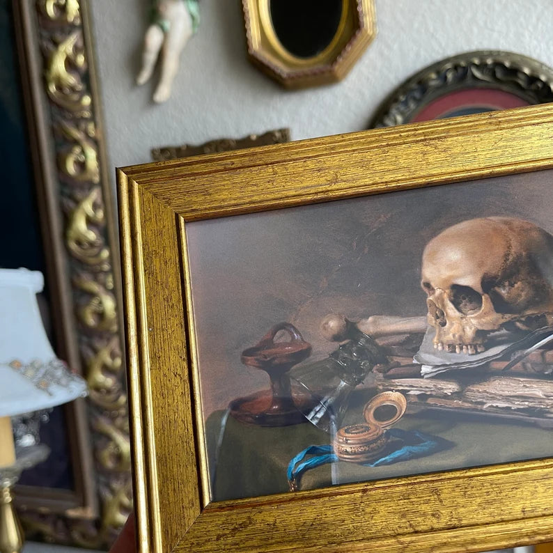 Vintage Style Skull on books art Print gallery wall