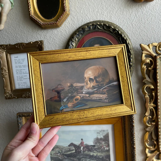 Vintage Style Skull on books art Print gallery wall