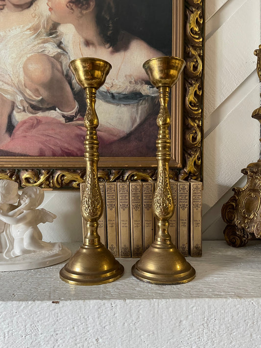 Vintage Brass candle holder set